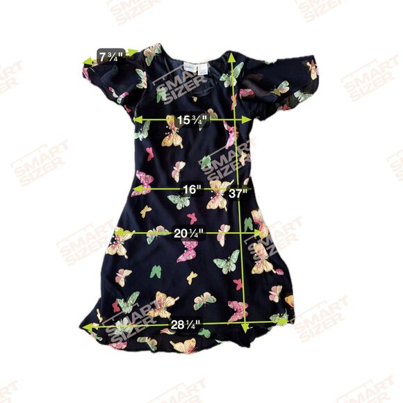 Vtg Chadwicks Butterfly Dress L All Over Print Flutter Sleeves Beaded Fairy Goth - Picture 2 of 8